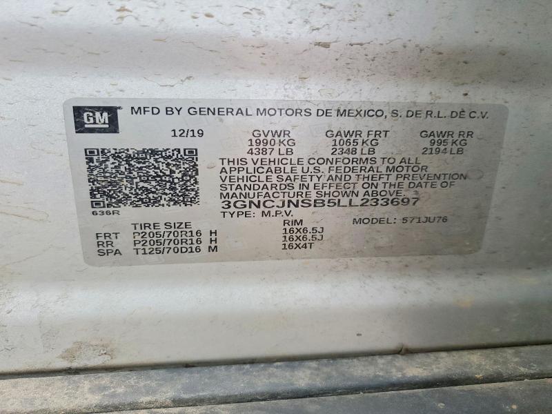 Продажа на аукционе авто 2020 Chevrolet Trax, vin: 3GNCJNSB5LL233697, номер лота: 64645456