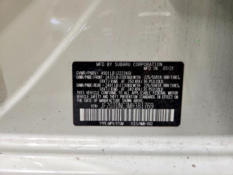 2021 Subaru Crosstrek მანქანა იყიდება აუქციონზე, vin: JF2GTDNC3MH381769, აუქციონის ნომერი: 66169446