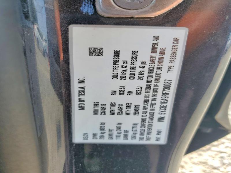Aukcja sprzedaży 2024 Tesla Model 3, vin: 5YJ3E1EA9RF730087, numer aukcji: 64073456