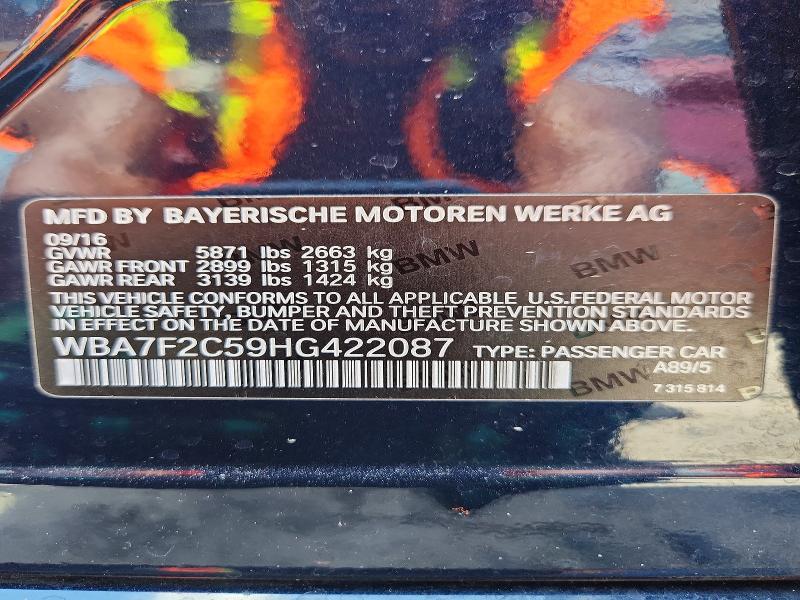 Aukcja sprzedaży 2017 Bmw 750, vin: WBA7F2C59HG422087, numer aukcji: 65793546