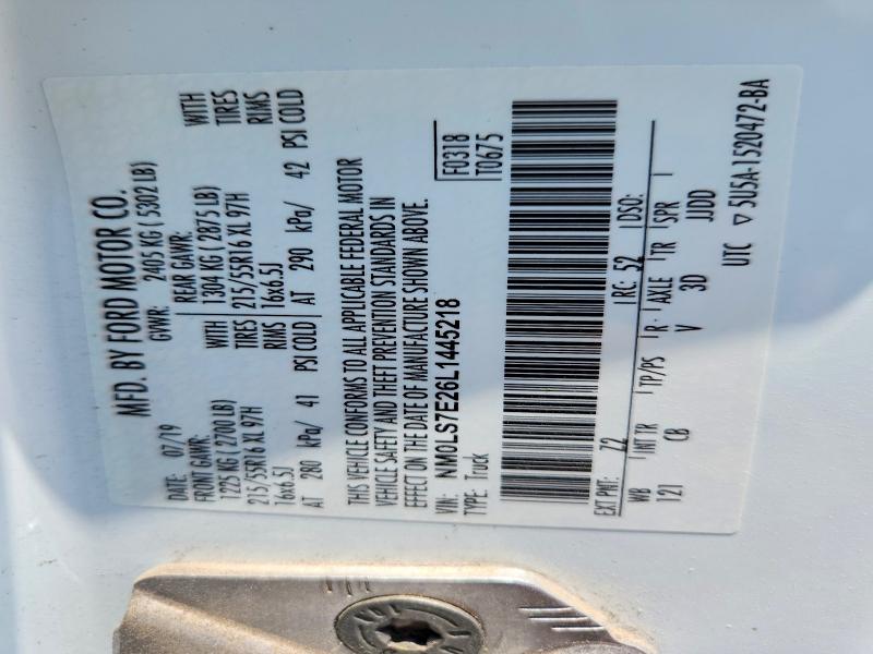 63473876 :رقم المزاد ، NM0LS7E26L1445218 vin ، 2020 Ford Transit Connect مزاد بيع
