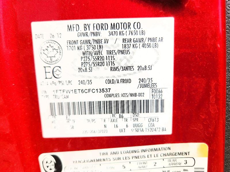 66767246 :رقم المزاد ، 1FTFW1ET6CFC13537 vin ، 2012 Ford F150 مزاد بيع