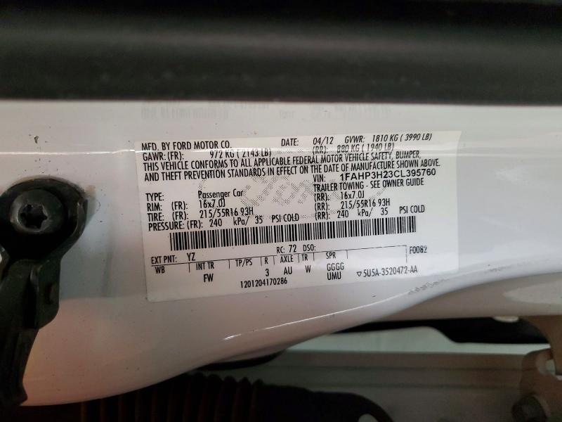 Продажа на аукционе авто 2012 Ford Focus, vin: 1FAHP3H23CL395760, номер лота: 63901696