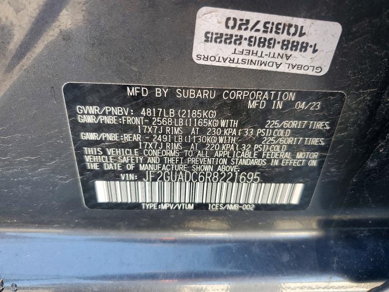 Aukcja sprzedaży 2024 Subaru Crosstrek, vin: JF2GUADC6R8221695, numer aukcji: 63490526