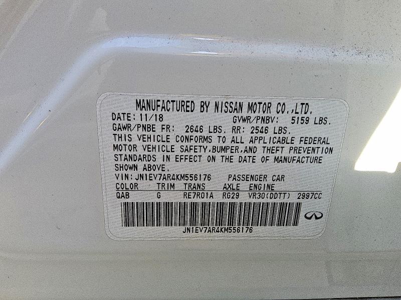 Aukcja sprzedaży 2019 Infiniti Q50, vin: JN1EV7AR4KM556176, numer aukcji: 63225496
