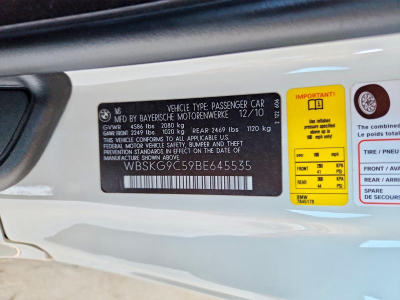Продаж на аукціоні авто 2011 Bmw M3, vin: WBSKG9C59BE645535, номер лоту: 66425806