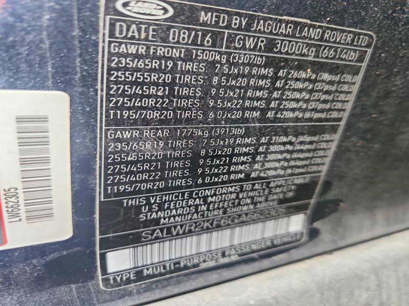 Продажа на аукционе авто 2016 Land Rover Range Rover Sport, vin: SALWR2KF6GA662305, номер лота: 65715916