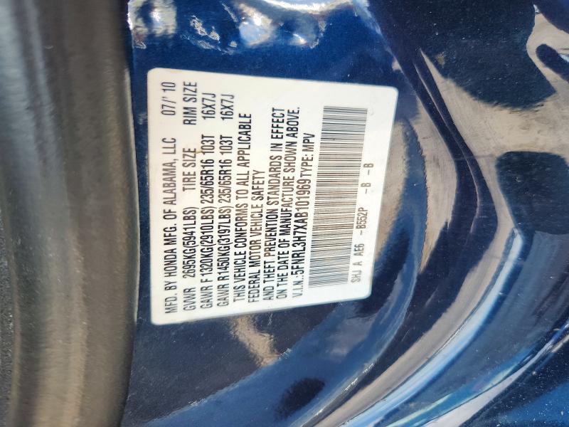 Продажа на аукционе авто 2010 Honda Odyssey, vin: 5FNRL3H7XAB101969, номер лота: 64617306