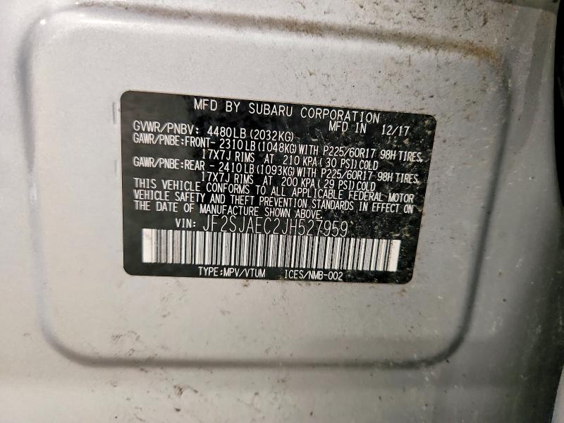 62415076 :رقم المزاد ، JF2SJAEC2JH527959 vin ، 2018 Subaru Forester مزاد بيع