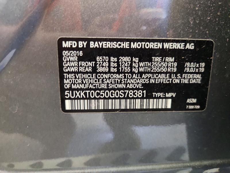 65048756 :رقم المزاد ، 5UXKT0C50G0S78381 vin ، 2016 Bmw X5 مزاد بيع