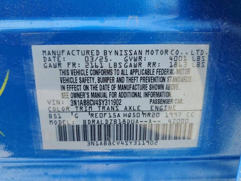 64013676 :رقم المزاد ، 3N1AB8CV4SY311902 vin ، 2025 Nissan Sentra مزاد بيع