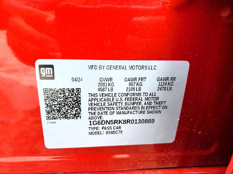 2024 Cadillac Ct5 მანქანა იყიდება აუქციონზე, vin: 1G6DN5RK8R0130869, აუქციონის ნომერი: 63894906