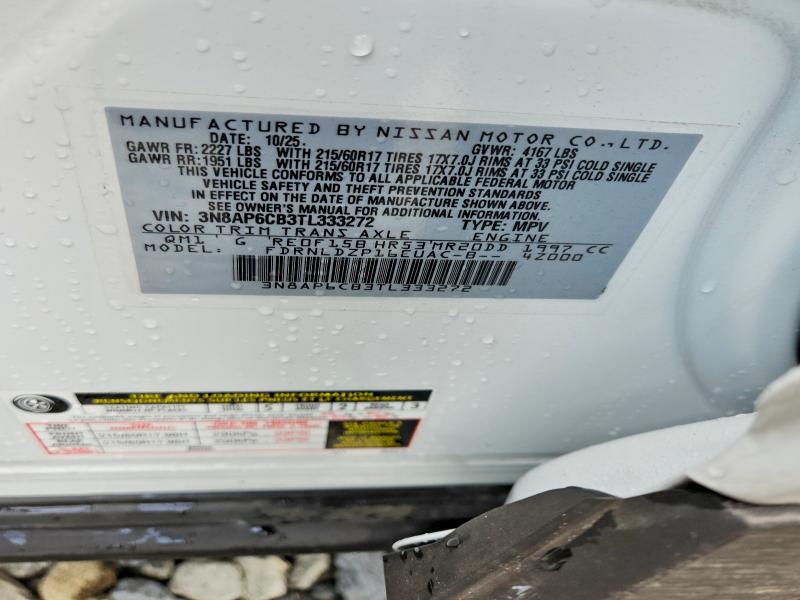 2026 Nissan Kicks მანქანა იყიდება აუქციონზე, vin: 3N8AP6CB3TL333272, აუქციონის ნომერი: 63536736