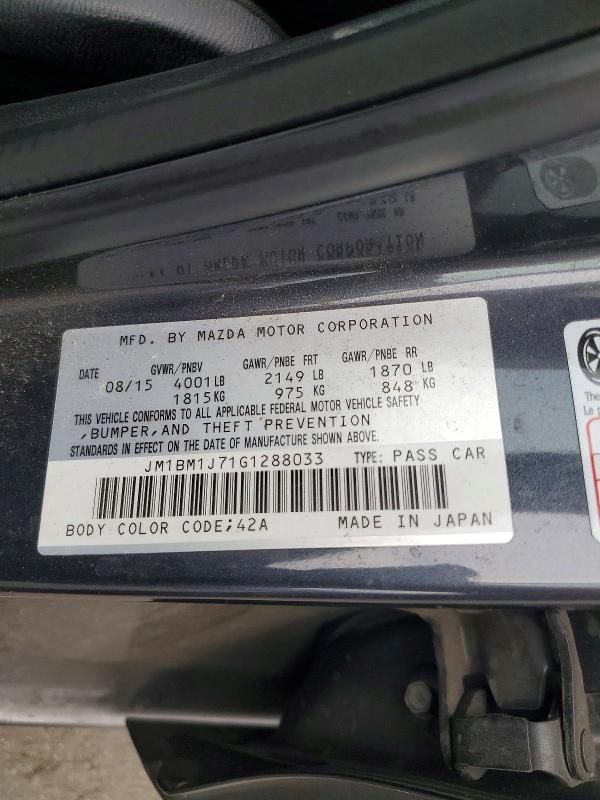 Продажа на аукционе авто 2016 Mazda 3, vin: JM1BM1J71G1288033, номер лота: 66816286