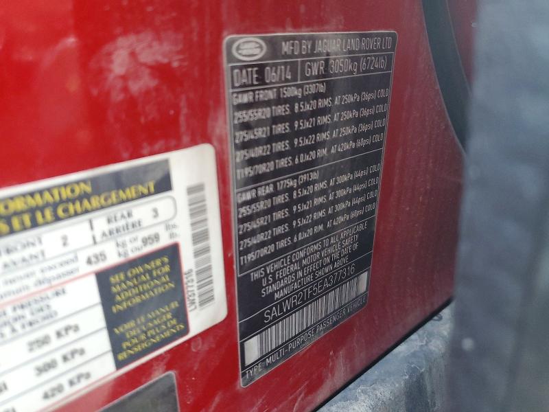 Продажа на аукционе авто 2014 Land Rover Range Rover Sport, vin: SALWR2TF5EA377316, номер лота: 63562366