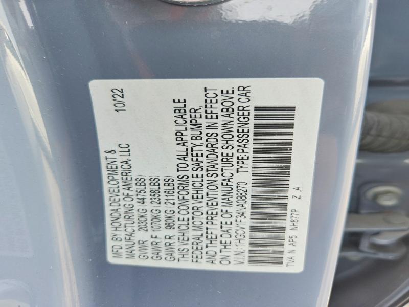 Продаж на аукціоні авто 2022 Honda Accord, vin: 1HGCV1F34NA088270, номер лоту: 64918076