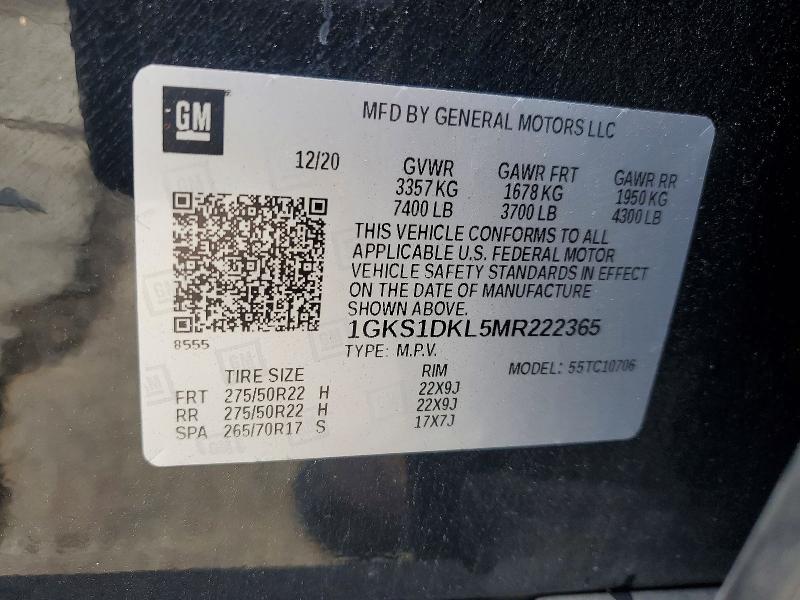 63264226 :رقم المزاد ، 1GKS1DKL5MR222365 vin ، 2021 Gmc Yukon مزاد بيع