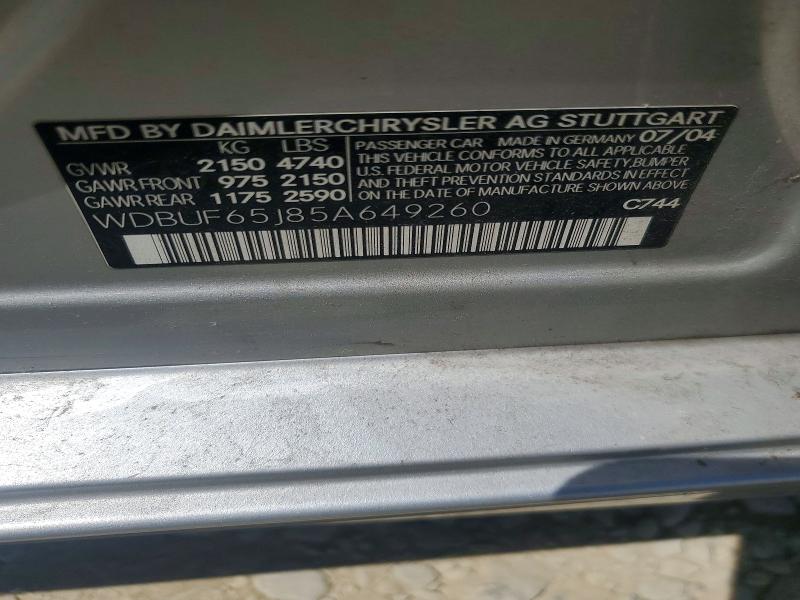 Продажа на аукционе авто 2005 Mercedes-benz E, vin: WDBUF65J85A649260, номер лота: 64274366