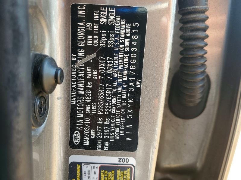63801806 :رقم المزاد ، 5XYKT3A17BG034815 vin ، 2011 Kia Sorento مزاد بيع