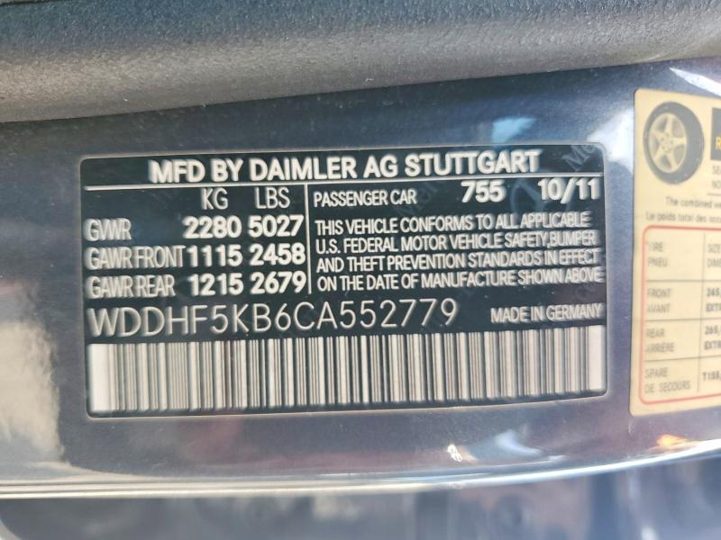 65023366 :رقم المزاد ، WDDHF5KB6CA552779 vin ، 2012 Mercedes-benz E مزاد بيع