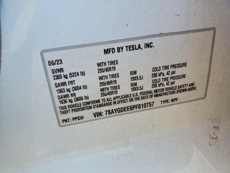 Продаж на аукціоні авто 2023 Tesla Model Y, vin: 7SAYGDEE6PF810757, номер лоту: 64448506