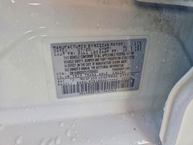 2020 Nissan Sentra მანქანა იყიდება აუქციონზე, vin: 3N1AB8DV3LY265463, აუქციონის ნომერი: 62337606