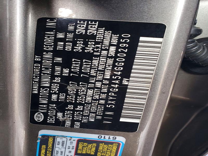 Aukcja sprzedaży 2016 Kia Sorento, vin: 5XYPG4A54GG002950, numer aukcji: 64207976
