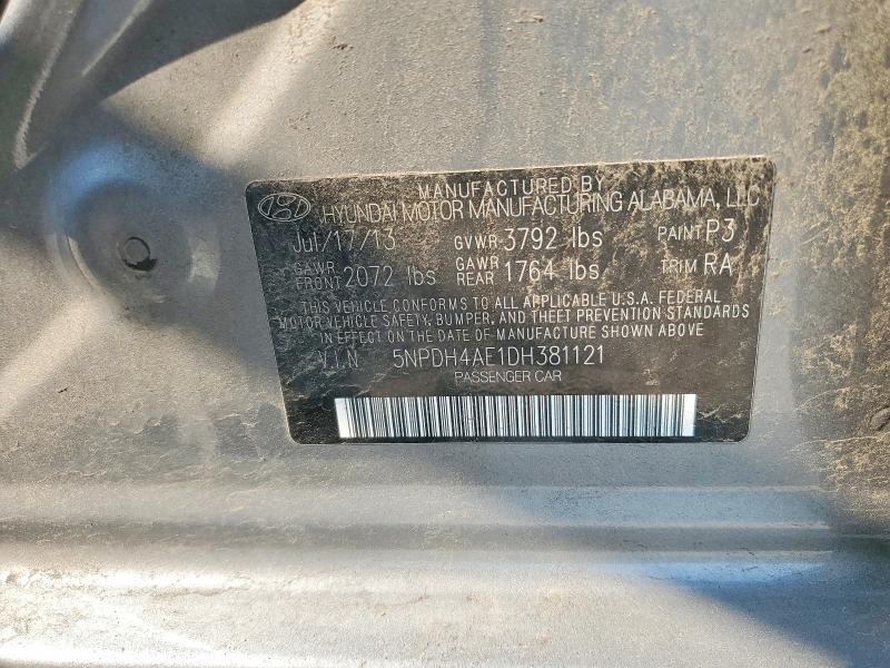 2013 Hyundai Elantra მანქანა იყიდება აუქციონზე, vin: 5NPDH4AE1DH381121, აუქციონის ნომერი: 62842616