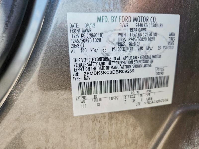 Продажа на аукционе авто 2013 Ford Edge, vin: 2FMDK3KC0DBB09269, номер лота: 63168696