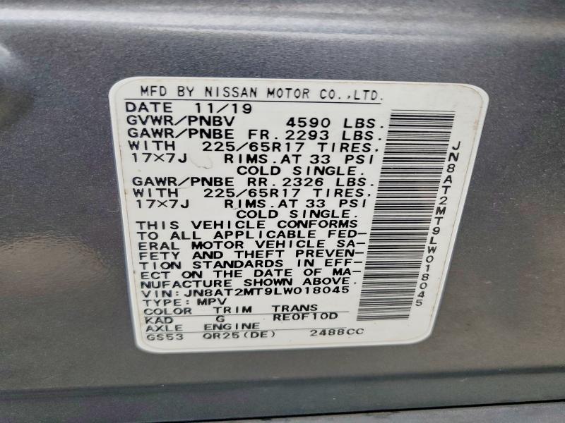 64340346 :رقم المزاد ، JN8AT2MT9LW018045 vin ، 2020 Nissan Rogue مزاد بيع