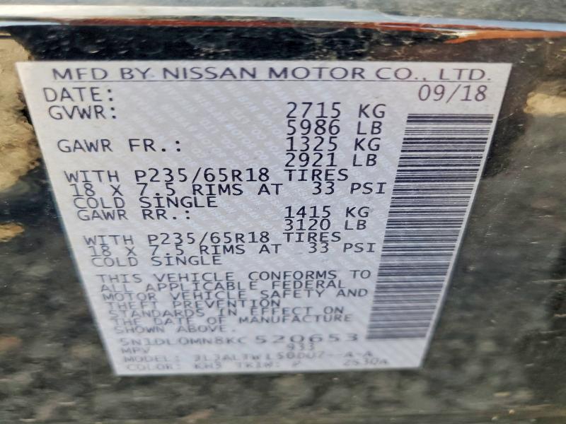 2019 Infiniti Qx60 მანქანა იყიდება აუქციონზე, vin: 5N1DL0MN8KC520653, აუქციონის ნომერი: 66458276