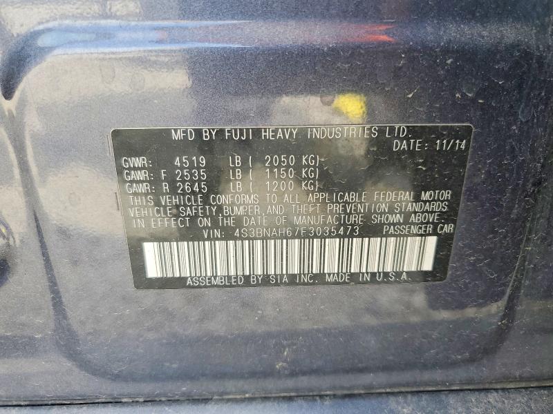 Aukcja sprzedaży 2015 Subaru Legacy, vin: 4S3BNAH67F3035473, numer aukcji: 65042796