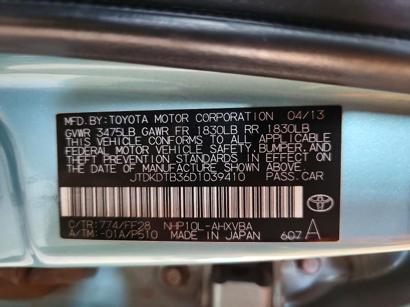 Aukcja sprzedaży 2013 Toyota Prius C, vin: JTDKDTB36D1039410, numer aukcji: 66945226
