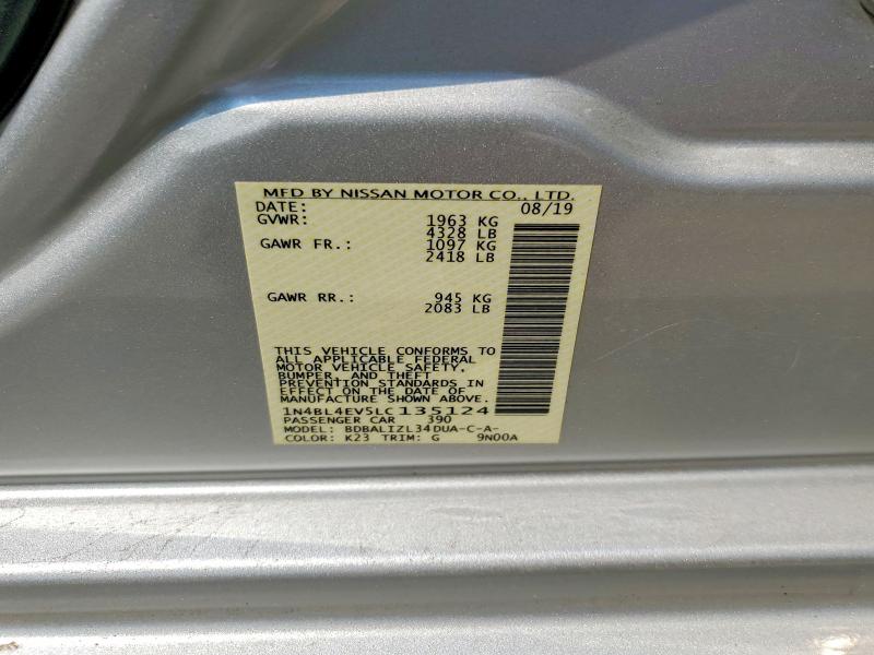 Aukcja sprzedaży 2020 Nissan Altima, vin: 1N4BL4EV5LC135124, numer aukcji: 64587626