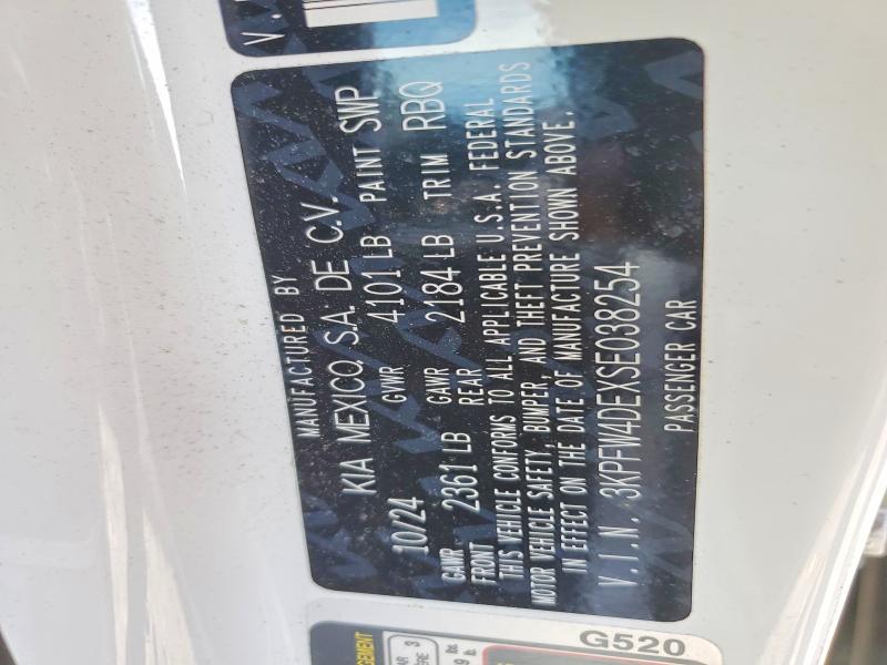 2025 Kia K4 მანქანა იყიდება აუქციონზე, vin: 3KPFW4DEXSE038254, აუქციონის ნომერი: 63383966