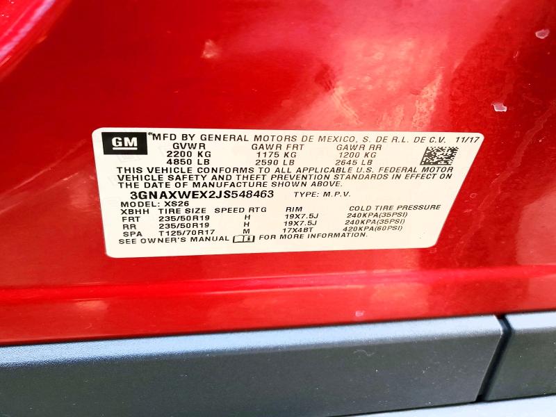 Aukcja sprzedaży 2018 Chevrolet Equinox, vin: 3GNAXWEX2JS548463, numer aukcji: 64855266