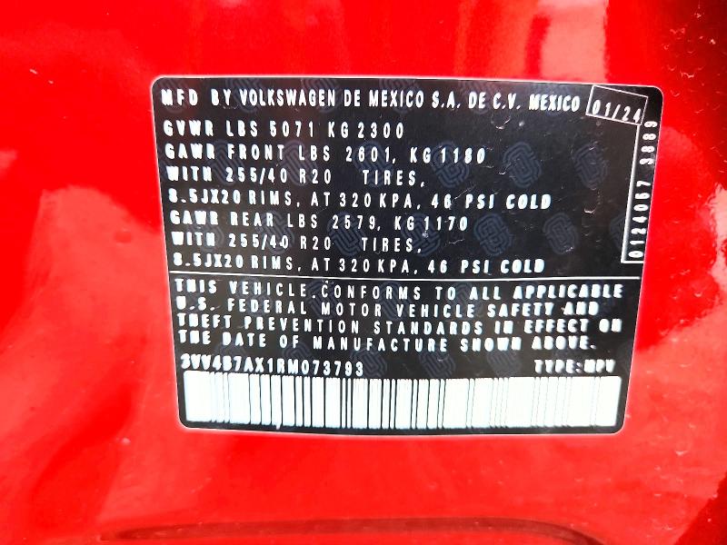 Aukcja sprzedaży 2024 Volkswagen Tiguan, vin: 3VV4B7AX1RM073793, numer aukcji: 63897836