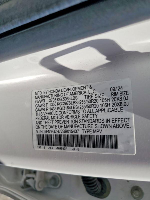 66474986 :رقم المزاد ، 5FNYG2H72SB015437 vin ، 2025 Honda Pilot مزاد بيع