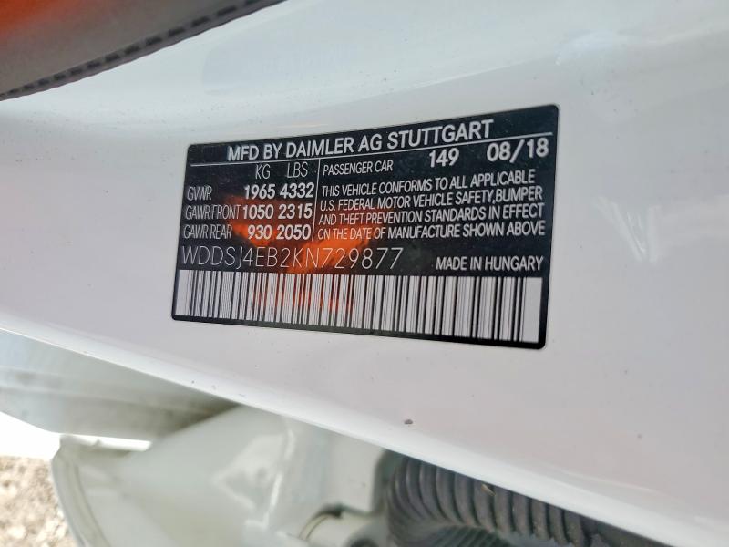 65440306 :رقم المزاد ، WDDSJ4EB2KN729877 vin ، 2019 Mercedes-benz Cla مزاد بيع