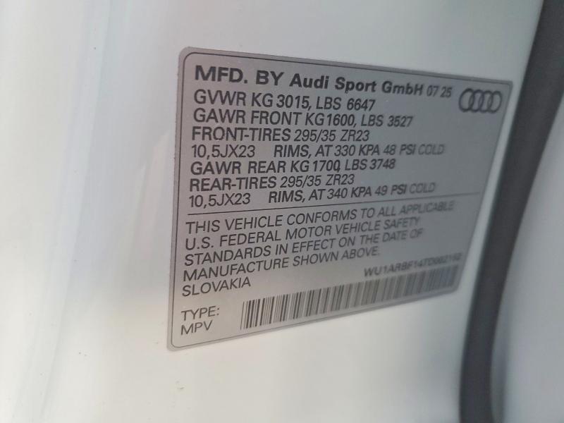 Aukcja sprzedaży 2026 Audi Rs Q8, vin: WU1ARBF14TD002162, numer aukcji: 63295826