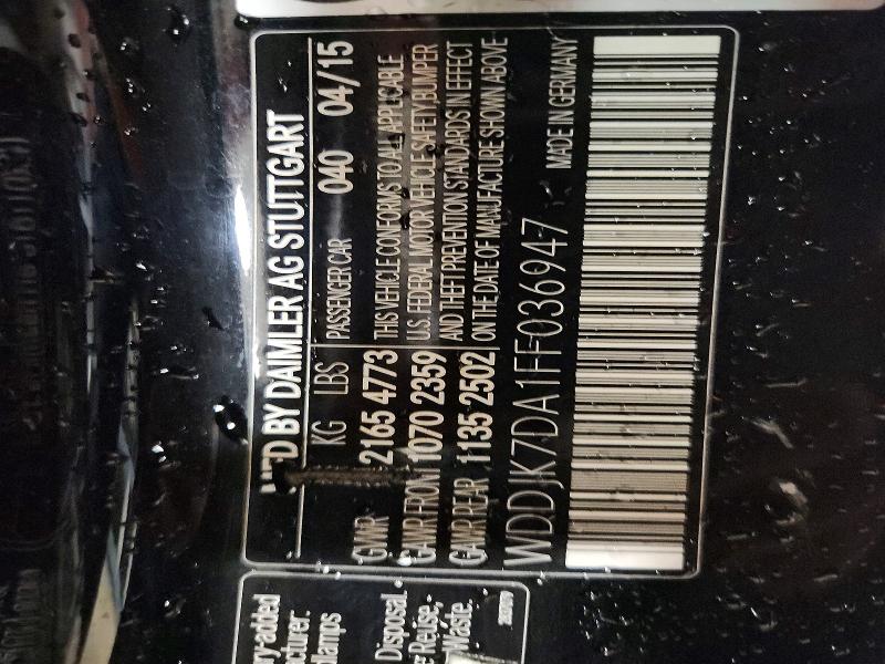 66555276 :رقم المزاد ، WDDJK7DA1FF036947 vin ، 2015 Mercedes-benz Sl مزاد بيع
