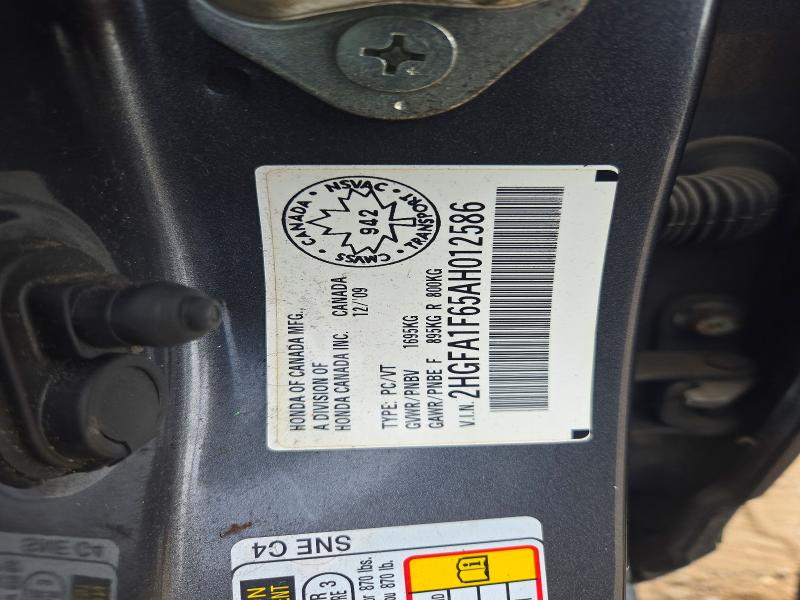62841036 :رقم المزاد ، 2HGFA1F65AH012586 vin ، 2010 Honda Civic مزاد بيع