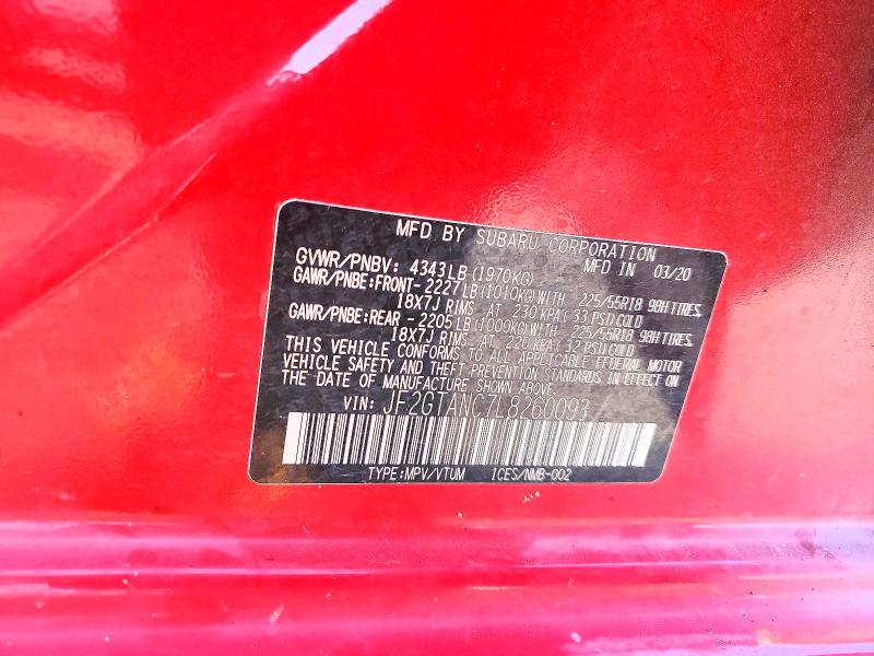 Aukcja sprzedaży 2020 Subaru Crosstrek, vin: JF2GTANC7L8260093, numer aukcji: 65205886
