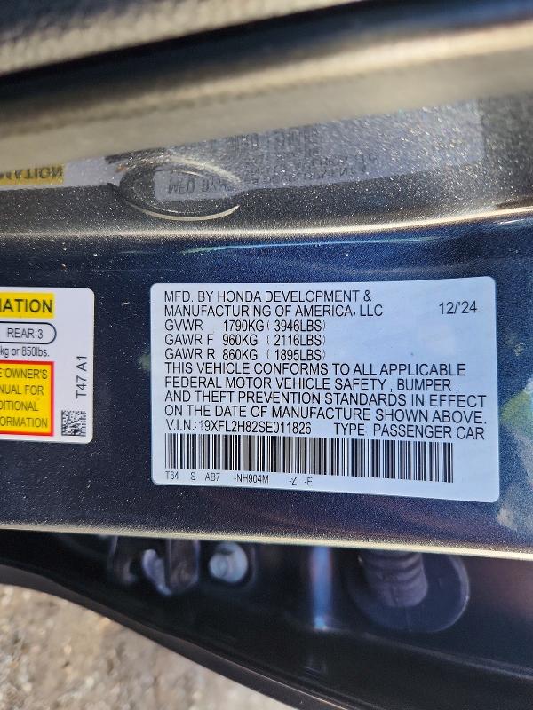 Продажа на аукционе авто 2025 Honda Civic, vin: 19XFL2H82SE011826, номер лота: 66983156