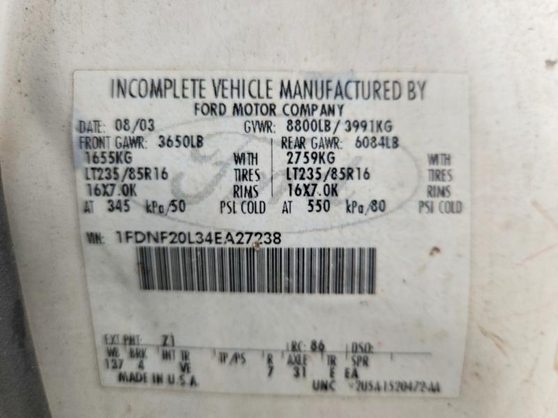 Продажа на аукционе авто 2004 Ford F250, vin: 1FDNF20L34EA27238, номер лота: 63054596