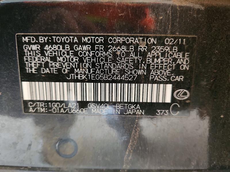 Aukcja sprzedaży 2011 Lexus Es, vin: JTHBK1EG5B2444527, numer aukcji: 67013106
