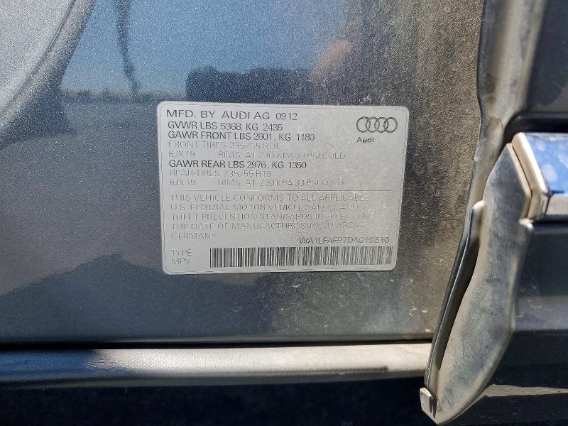 2013 Audi Q5 მანქანა იყიდება აუქციონზე, vin: WA1LFAFP7DA019810, აუქციონის ნომერი: 64266976