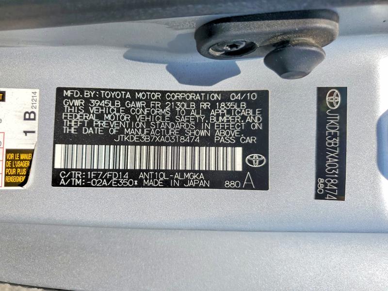 Aukcja sprzedaży 2010 Scion Tc, vin: JTKDE3B7XA0318474, numer aukcji: 64009516