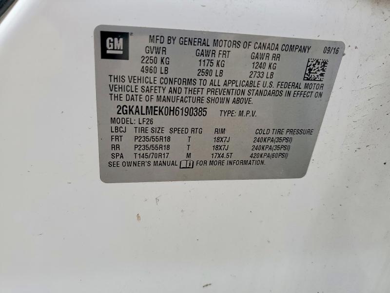 Продаж на аукціоні авто 2017 Gmc Terrain, vin: 2GKALMEK0H6190385, номер лоту: 65412046
