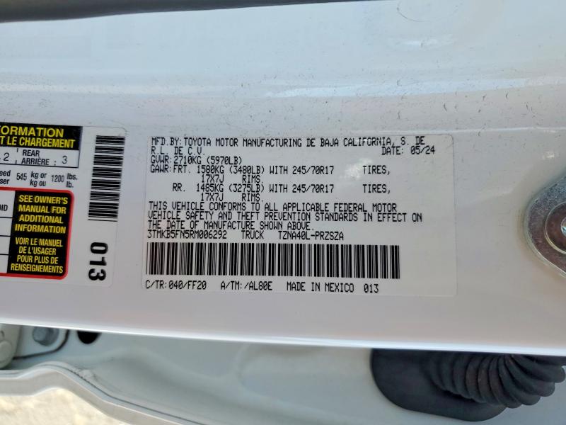 Aukcja sprzedaży 2024 Toyota Tacoma, vin: 3TMKB5FN5RM006292, numer aukcji: 65336636